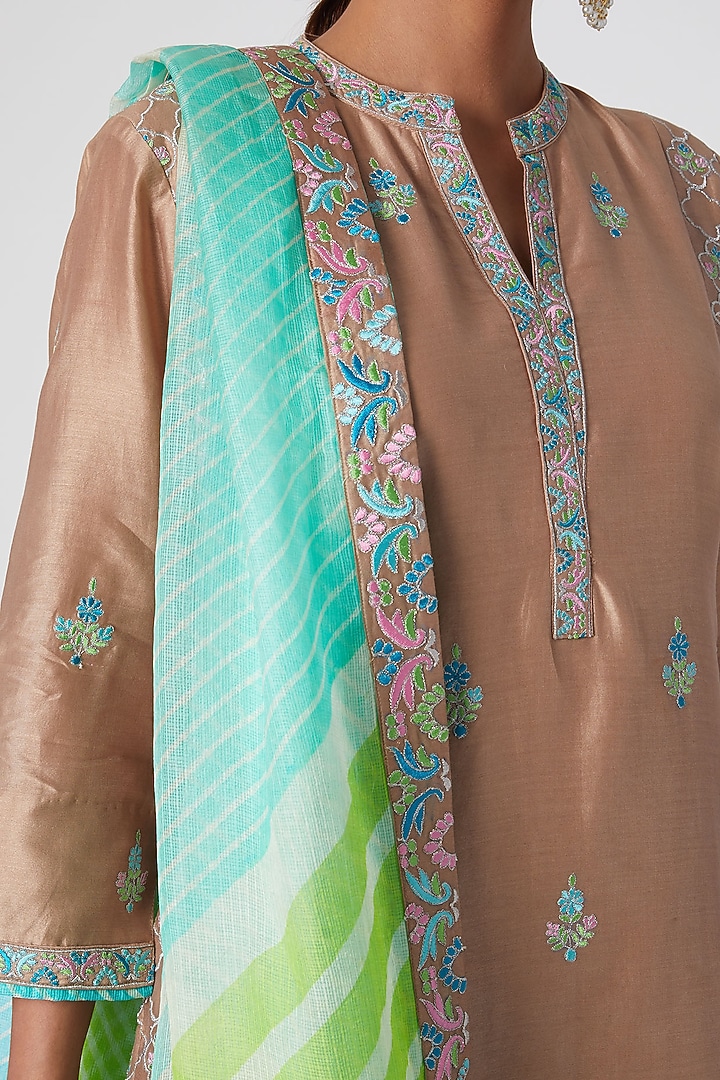 Sky Blue & Mint Green Embroidered Wedding Sharara Set by Sunira at Pernia's Pop Up Shop