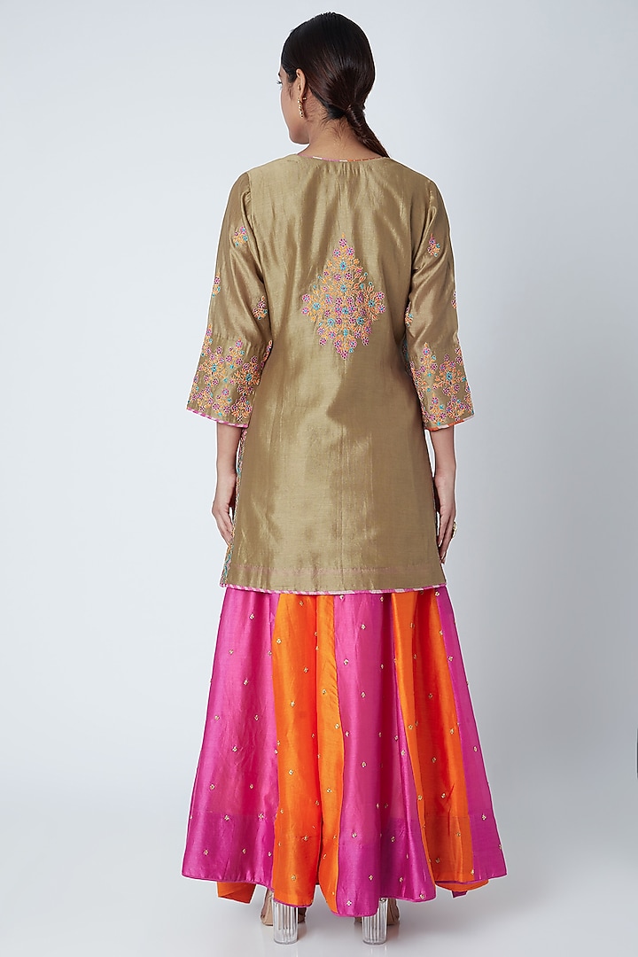 Orange & Purple Embroidered Wedding Sharara Set by Sunira at Pernia's Pop Up Shop