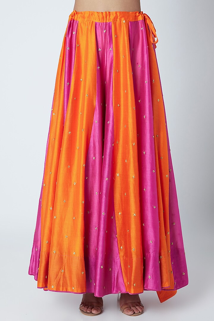 Orange & Purple Embroidered Wedding Sharara Set by Sunira at Pernia's Pop Up Shop