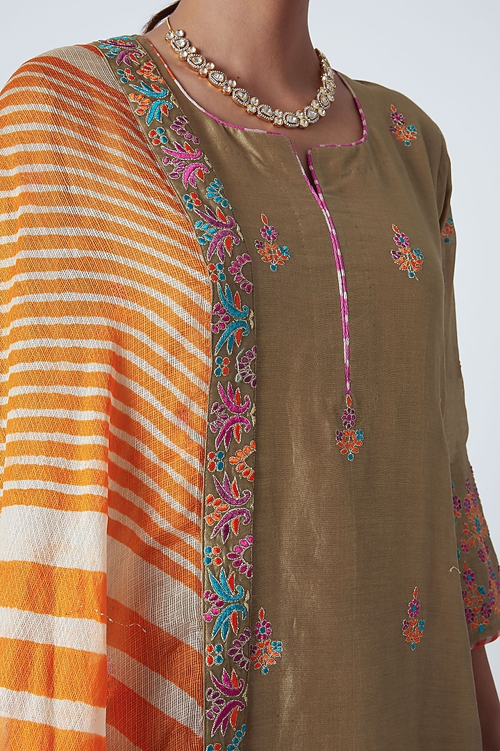 Orange & Purple Embroidered Wedding Sharara Set by Sunira at Pernia's Pop Up Shop