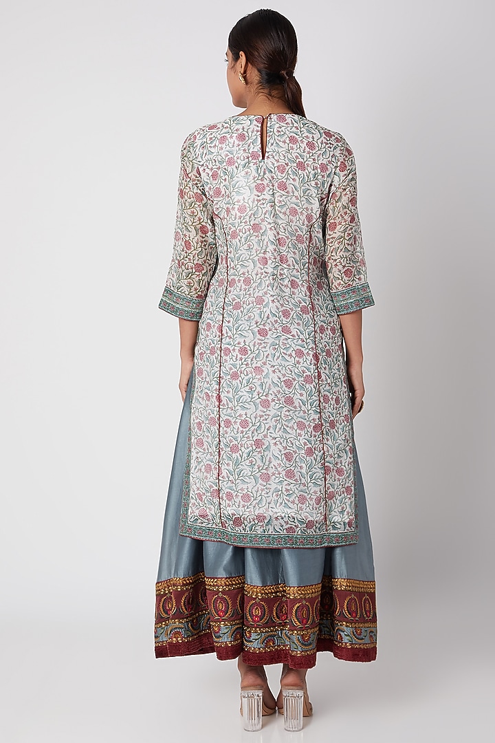 Sky Blue Printed & Embroidered Wedding Sharara Set by Sunira at Pernia's Pop Up Shop