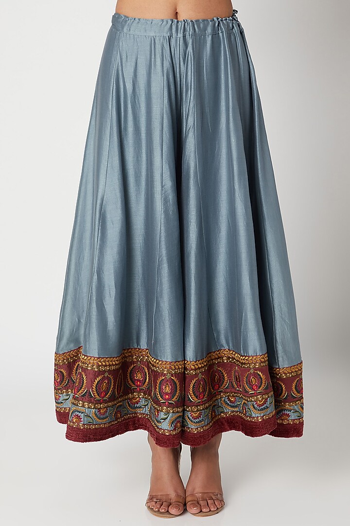 Sky Blue Printed & Embroidered Wedding Sharara Set by Sunira at Pernia's Pop Up Shop