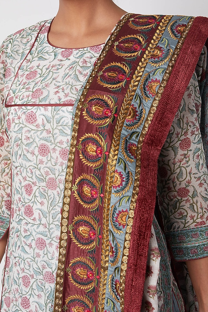Sky Blue Printed & Embroidered Wedding Sharara Set by Sunira at Pernia's Pop Up Shop