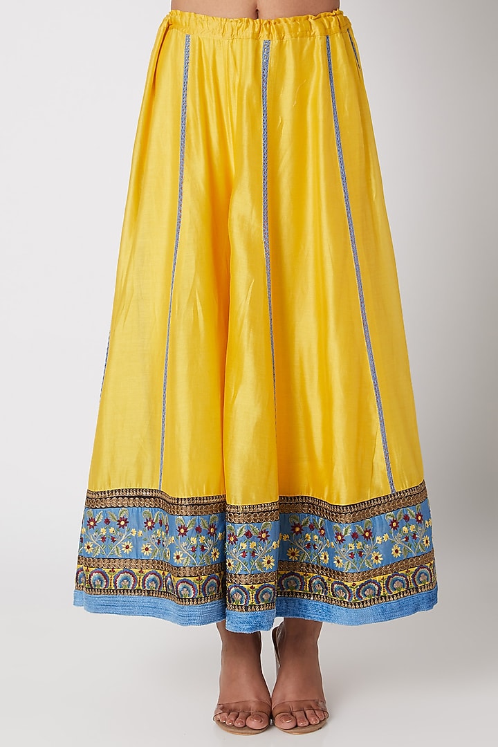 Sky Blue Block Printed & Embroidered Wedding Sharara Set by Sunira at Pernia's Pop Up Shop