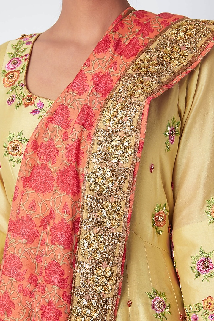 Yellow Embroidered & Printed Wedding Sharara Set by Sunira at Pernia's Pop Up Shop