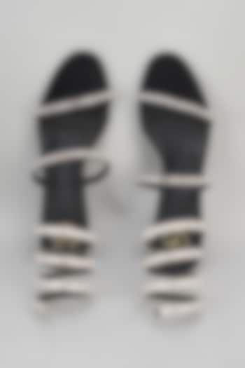 Black Synthetic Bell Bottom Heels by Sana K Luxurious Footwear