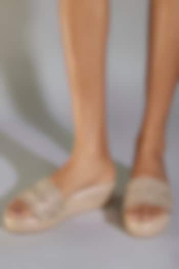 Gold Leather Flats by Sana K Luxurious Footwear at Pernia's Pop Up Shop