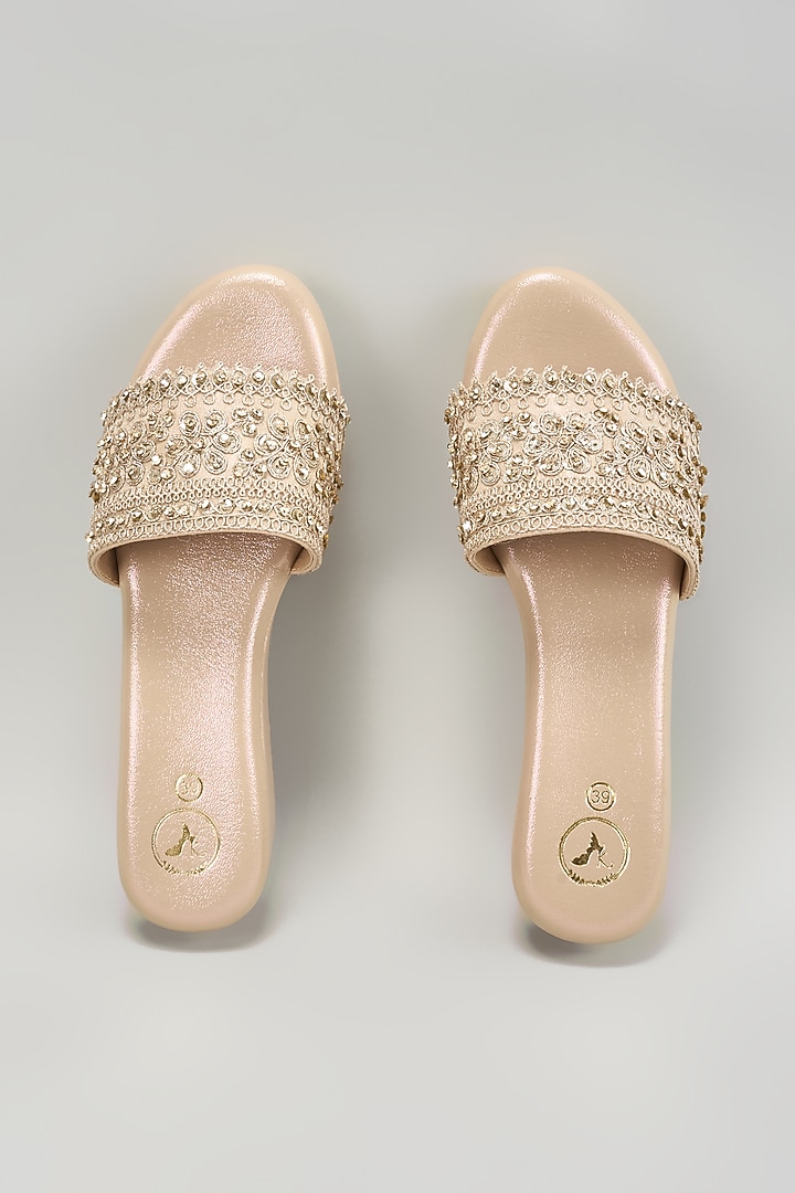 Gold Leather Flats by Sana K Luxurious Footwear at Pernia's Pop Up Shop