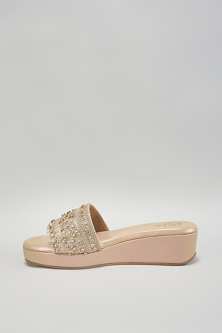 Gold Leather Flats by Sana K Luxurious Footwear at Pernia's Pop Up Shop