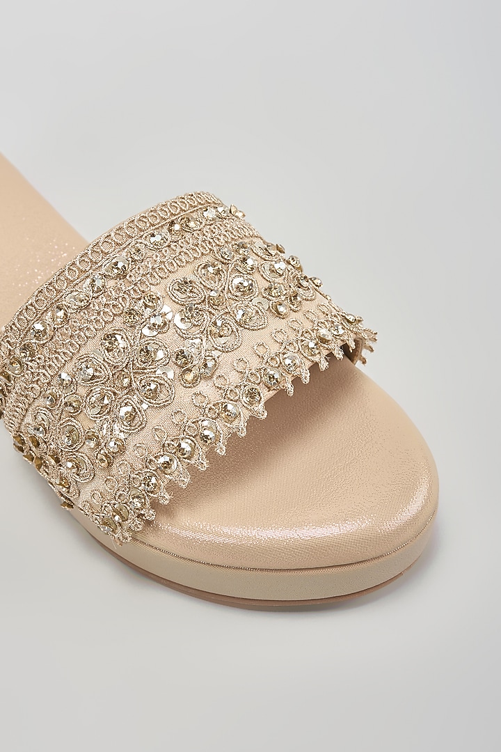 Gold Leather Flats by Sana K Luxurious Footwear at Pernia's Pop Up Shop