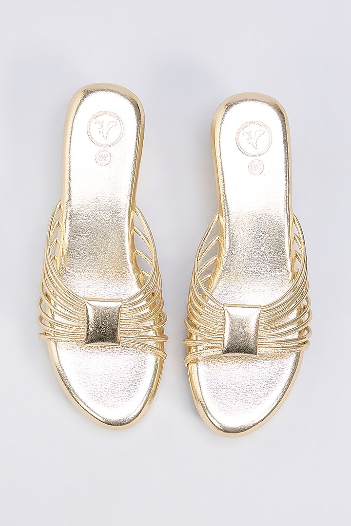 Gold Leather Wedges by Sana K Luxurious Footwear at Pernia's Pop Up Shop
