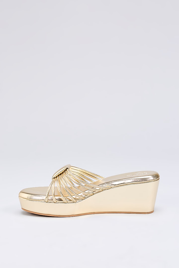 Gold Leather Wedges by Sana K Luxurious Footwear at Pernia's Pop Up Shop