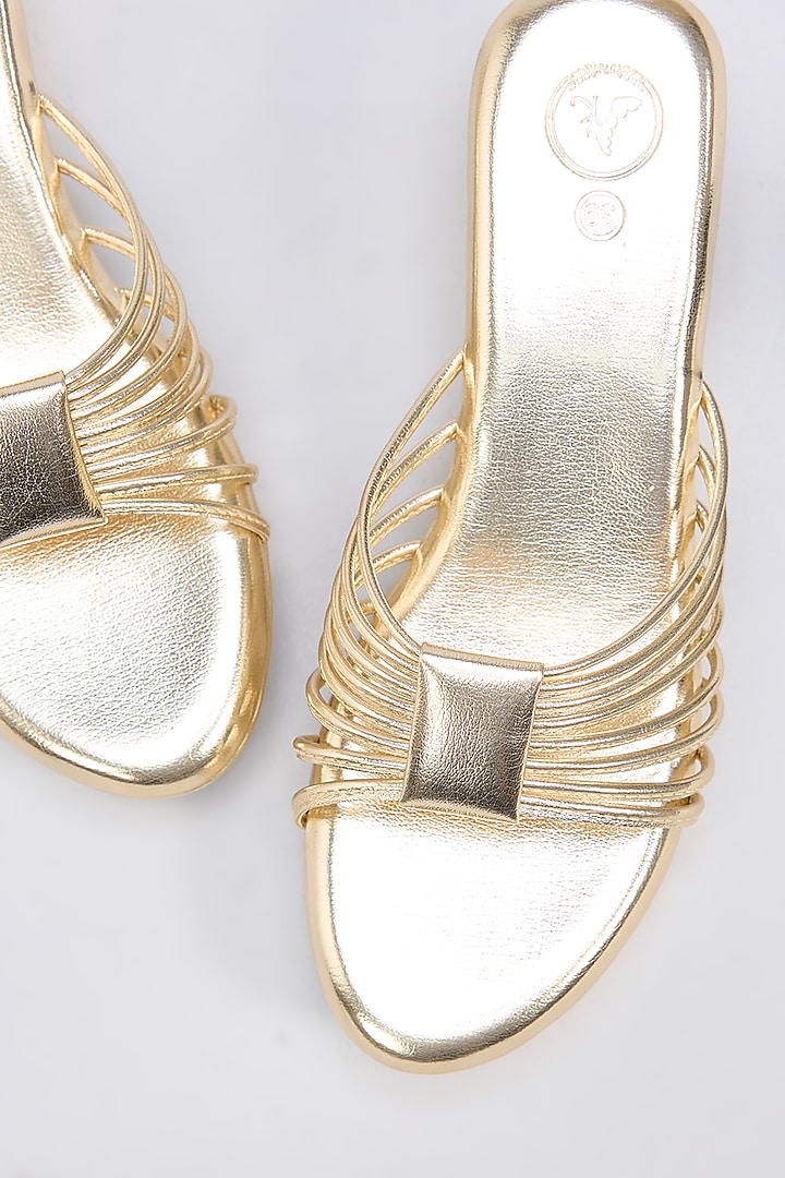 Gold Leather Wedges by Sana K Luxurious Footwear at Pernia's Pop Up Shop