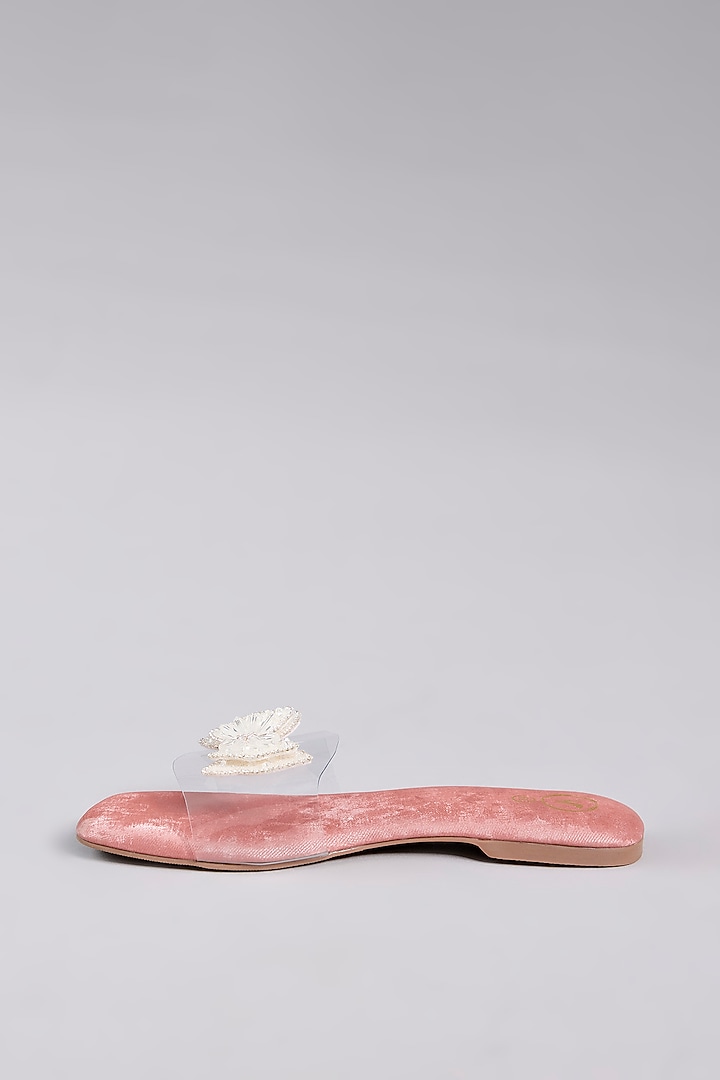 Pink Vegan Leather Open-Toe Flats by Sana K Luxurious Footwear at Pernia's Pop Up Shop