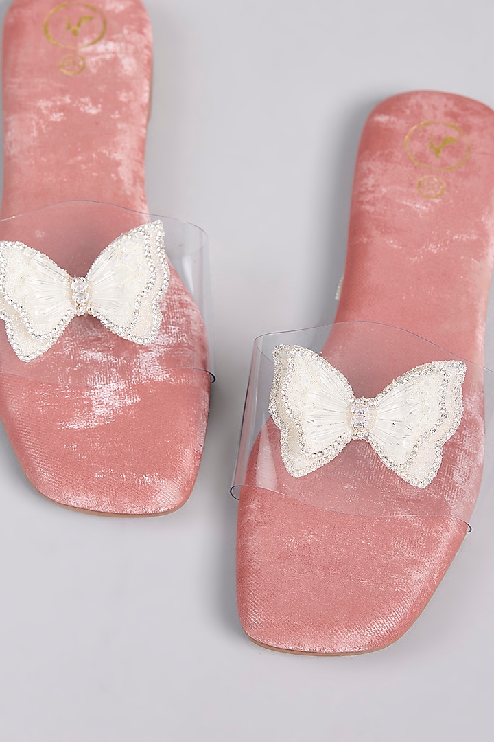 Pink Vegan Leather Open-Toe Flats by Sana K Luxurious Footwear at Pernia's Pop Up Shop