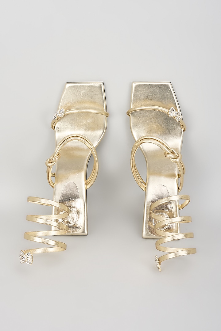 Golden Vegan Faux Leather Butterfly Spring Heels by Sana K Luxurious Footwear at Pernia's Pop Up Shop