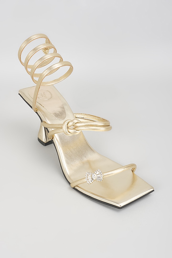 Golden Vegan Faux Leather Butterfly Spring Heels by Sana K Luxurious Footwear at Pernia's Pop Up Shop