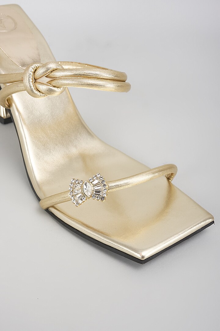 Golden Vegan Faux Leather Butterfly Spring Heels by Sana K Luxurious Footwear at Pernia's Pop Up Shop