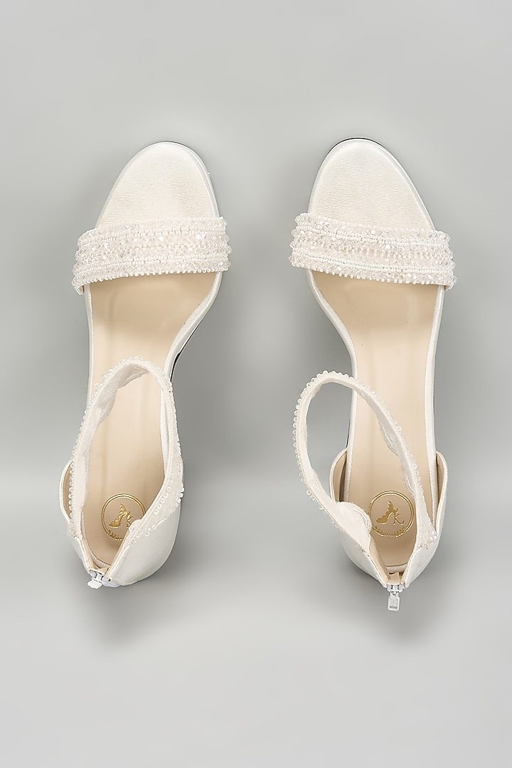 White Vegan Block Heels by Sana K Luxurious Footwear at Pernia's Pop Up Shop