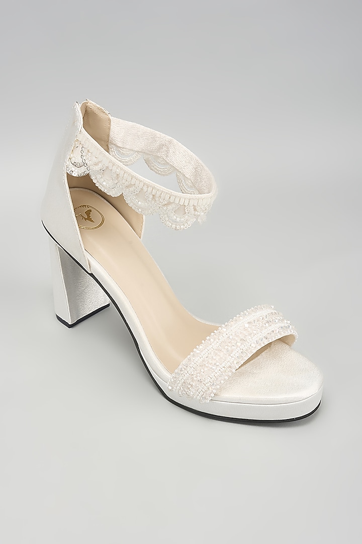 White Vegan Block Heels by Sana K Luxurious Footwear at Pernia's Pop Up Shop
