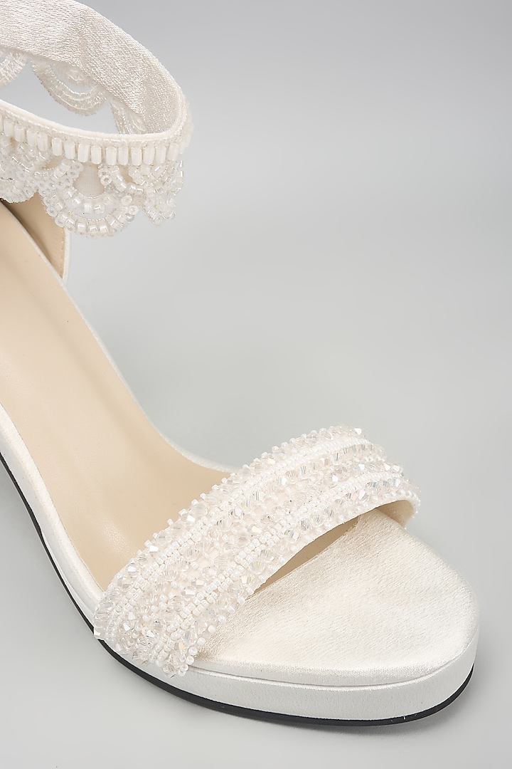 White Vegan Block Heels by Sana K Luxurious Footwear at Pernia's Pop Up Shop