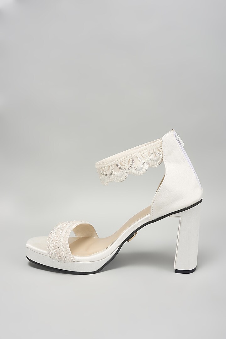 White Vegan Block Heels by Sana K Luxurious Footwear at Pernia's Pop Up Shop