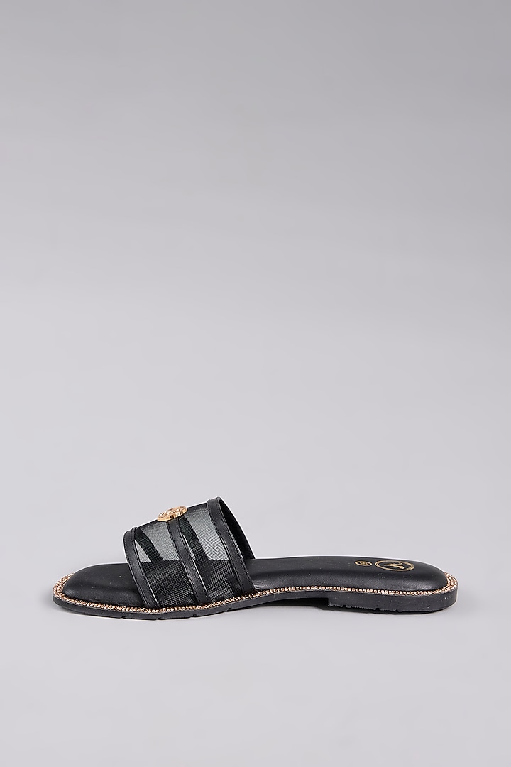 Black Vegan Leather Handcrafted Flats by Sana K Luxurious Footwear at Pernia's Pop Up Shop