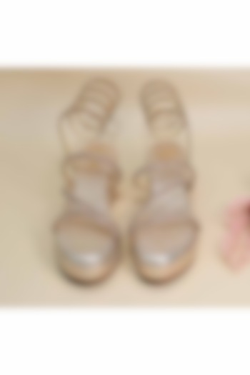 Gold-Toned Synthetic Leather Wedges by Sana K Luxurious Footwear at Pernia's Pop Up Shop