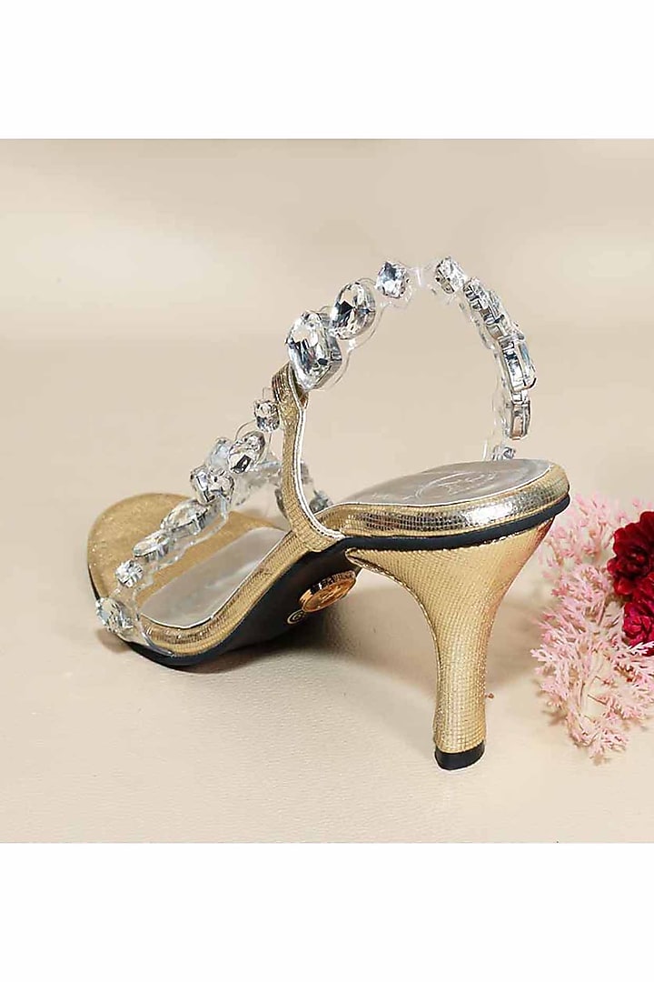 Silver Synthetic Leather Embellished Pencil Heels by Sana K Luxurious Footwear at Pernia's Pop Up Shop