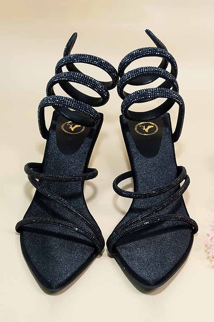 Black Synthetic Leather Heels by Sana K Luxurious Footwear at Pernia's Pop Up Shop