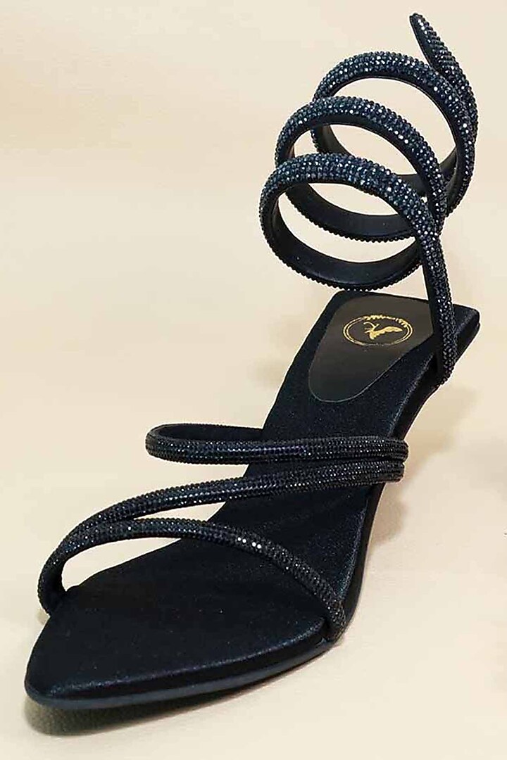 Black Synthetic Leather Heels by Sana K Luxurious Footwear at Pernia's Pop Up Shop