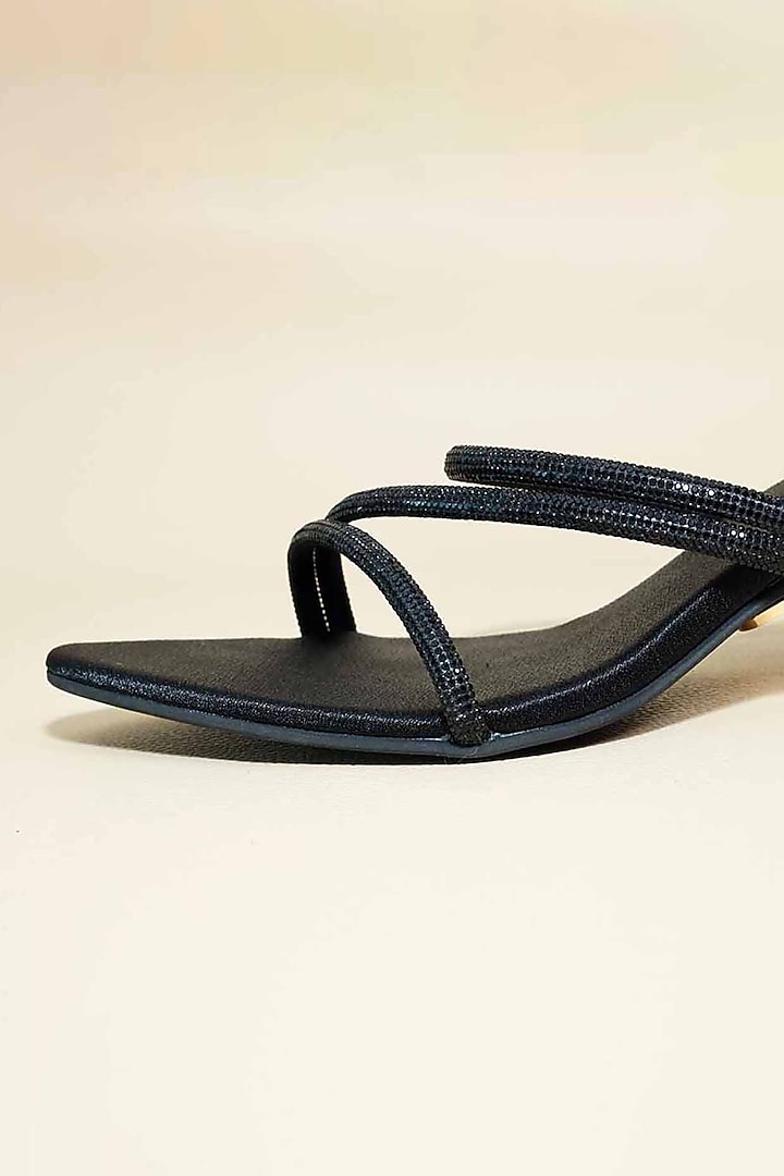 Black Synthetic Leather Heels by Sana K Luxurious Footwear at Pernia's Pop Up Shop