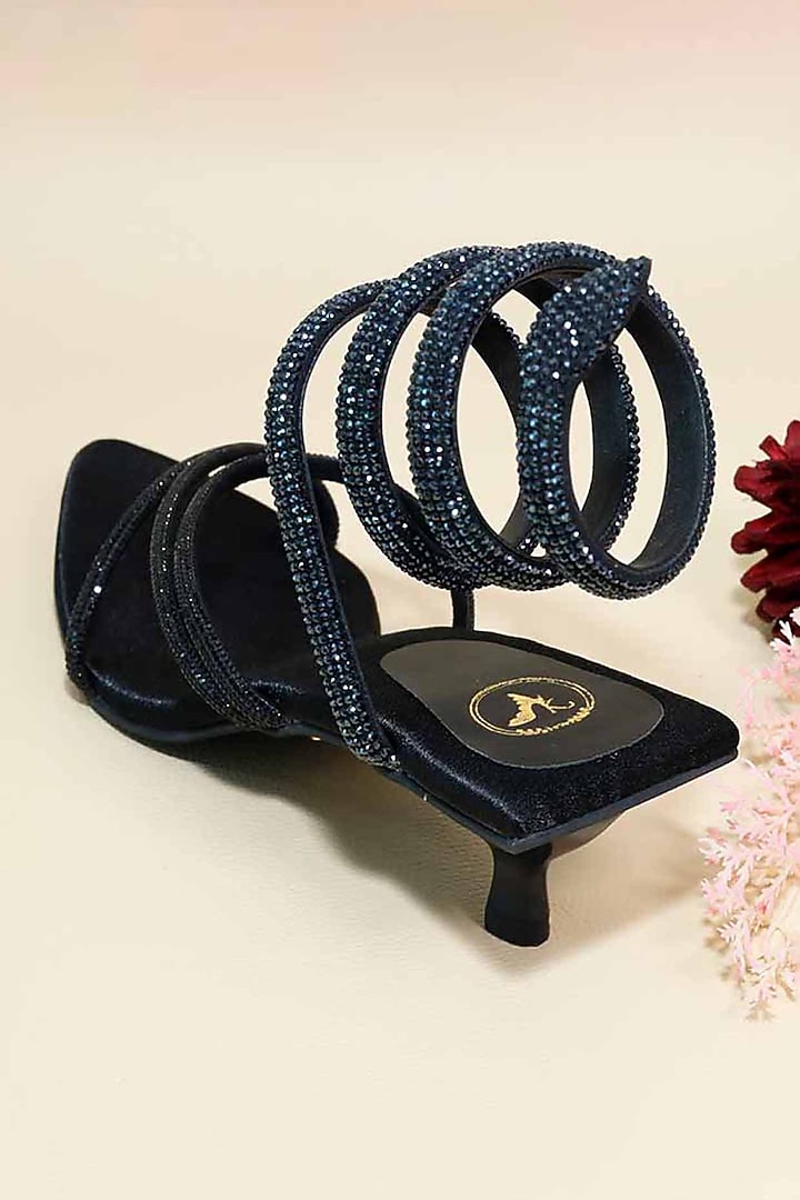 Black Synthetic Leather Heels by Sana K Luxurious Footwear at Pernia's Pop Up Shop