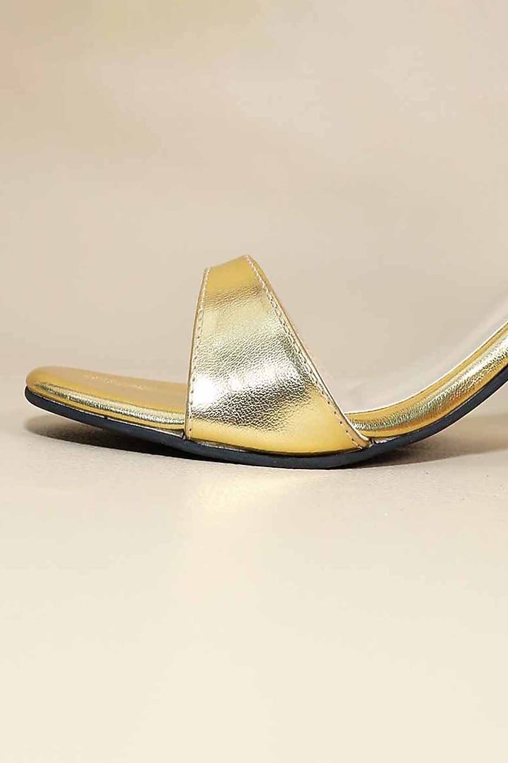 Gold Metallic Synthetic Leather Heels by Sana K Luxurious Footwear at Pernia's Pop Up Shop