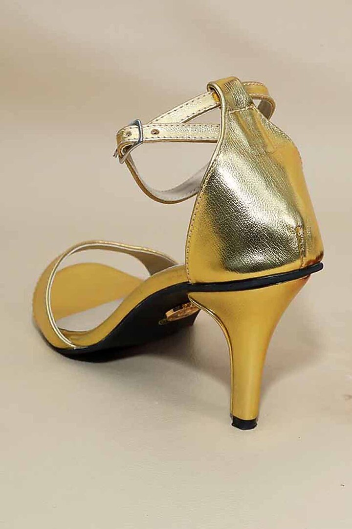 Gold Metallic Synthetic Leather Heels by Sana K Luxurious Footwear at Pernia's Pop Up Shop