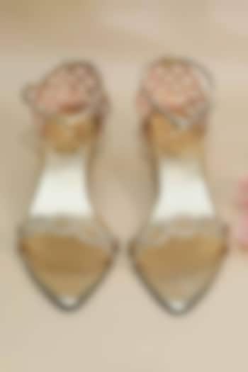 Gold Synthetic Leather Metallic Leafy Wedges by Sana K Luxurious Footwear at Pernia's Pop Up Shop