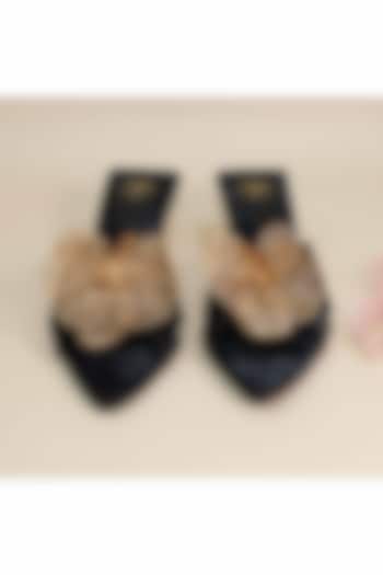 Black Synthetic Leather Heels by Sana K Luxurious Footwear at Pernia's Pop Up Shop