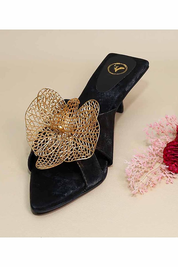 Black Synthetic Leather Heels by Sana K Luxurious Footwear at Pernia's Pop Up Shop