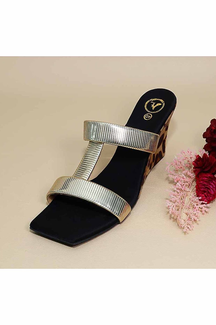 Black Synthetic Leather Wedges by Sana K Luxurious Footwear at Pernia's Pop Up Shop
