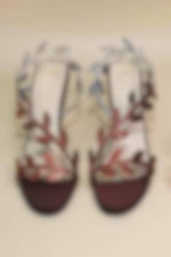 Brown Synthetic Leather Leafy Heels by Sana K Luxurious Footwear at Pernia's Pop Up Shop