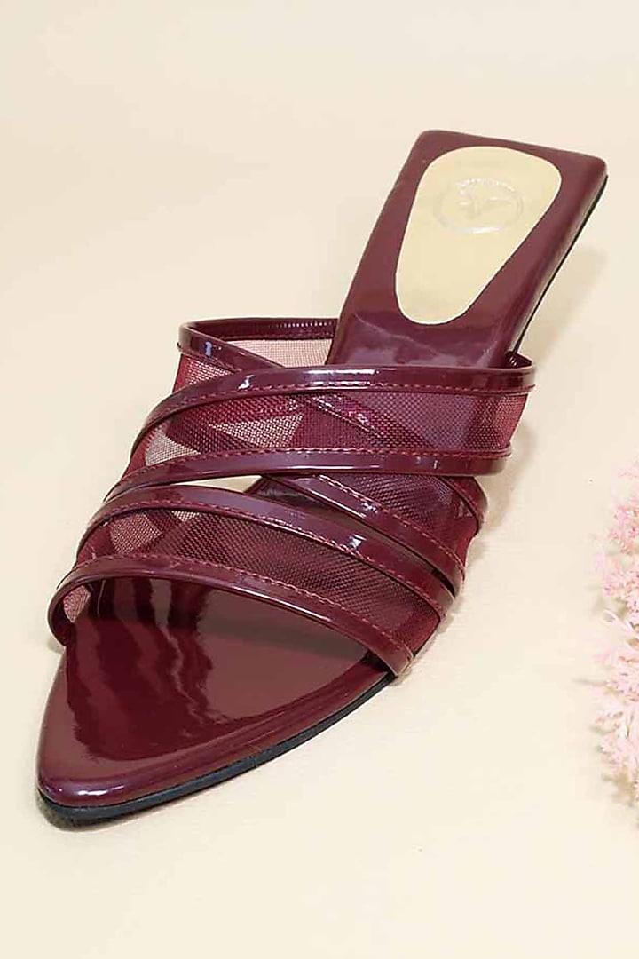 Burgundy Synthetic Patent Leather Heels by Sana K Luxurious Footwear at Pernia's Pop Up Shop