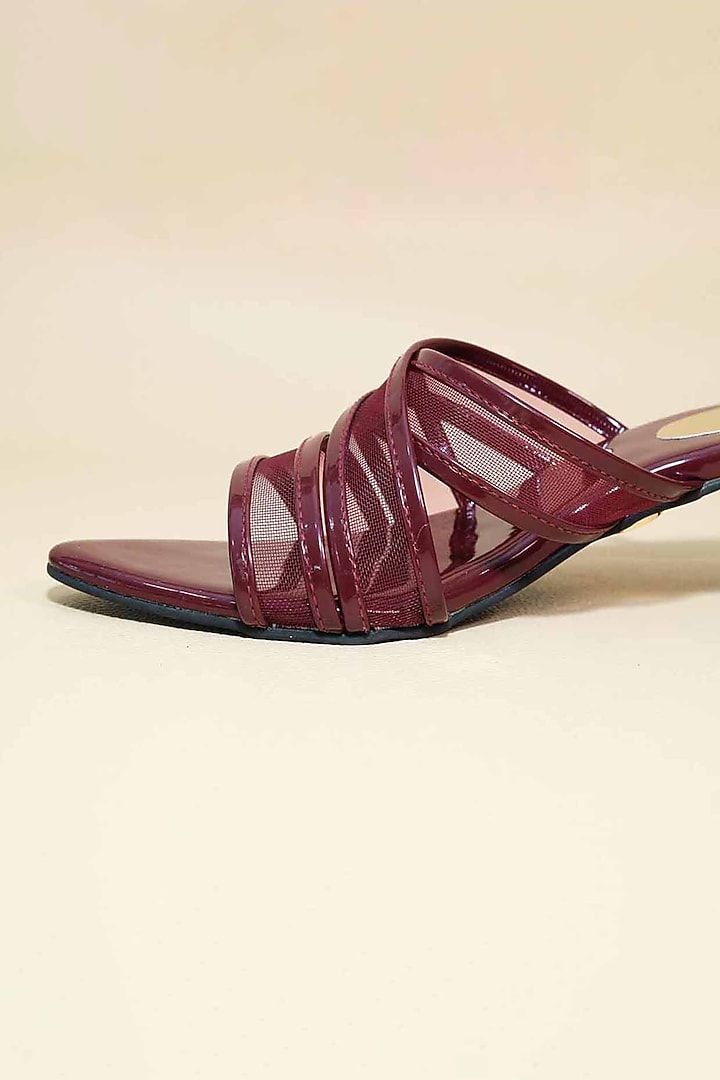 Burgundy Synthetic Patent Leather Heels by Sana K Luxurious Footwear at Pernia's Pop Up Shop