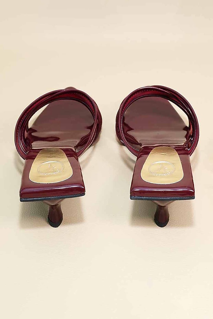 Burgundy Synthetic Patent Leather Heels by Sana K Luxurious Footwear at Pernia's Pop Up Shop