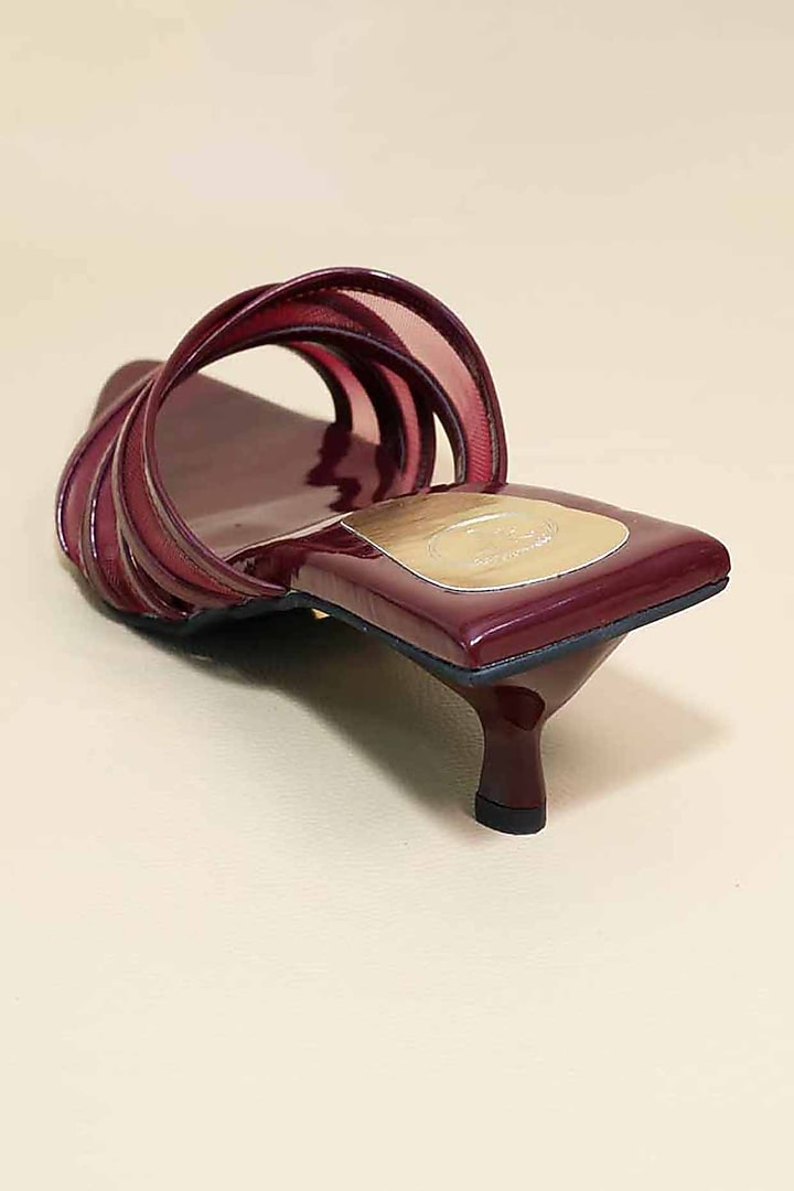 Burgundy Synthetic Patent Leather Heels by Sana K Luxurious Footwear at Pernia's Pop Up Shop