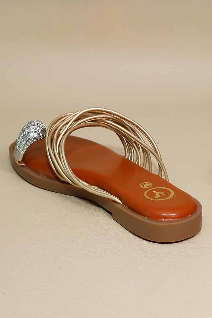 Gold Synthetic Leather Flats by Sana K Luxurious Footwear at Pernia's Pop Up Shop