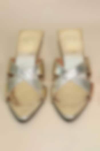 Gold Synthetic Leather Heels by Sana K Luxurious Footwear at Pernia's Pop Up Shop