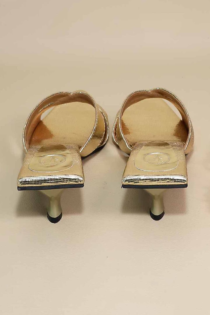 Gold Synthetic Leather Heels by Sana K Luxurious Footwear at Pernia's Pop Up Shop