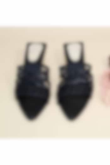 Black Synthetic Leather Heels by Sana K Luxurious Footwear at Pernia's Pop Up Shop