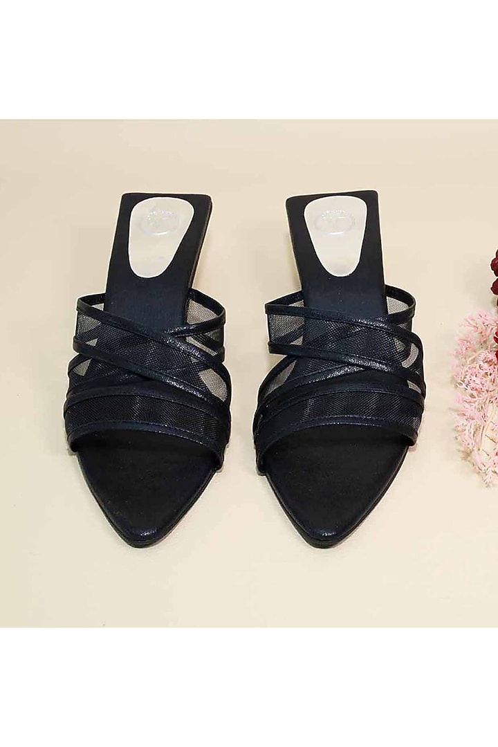 Black Synthetic Leather Heels by Sana K Luxurious Footwear at Pernia's Pop Up Shop