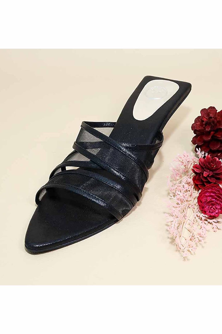 Black Synthetic Leather Heels by Sana K Luxurious Footwear at Pernia's Pop Up Shop